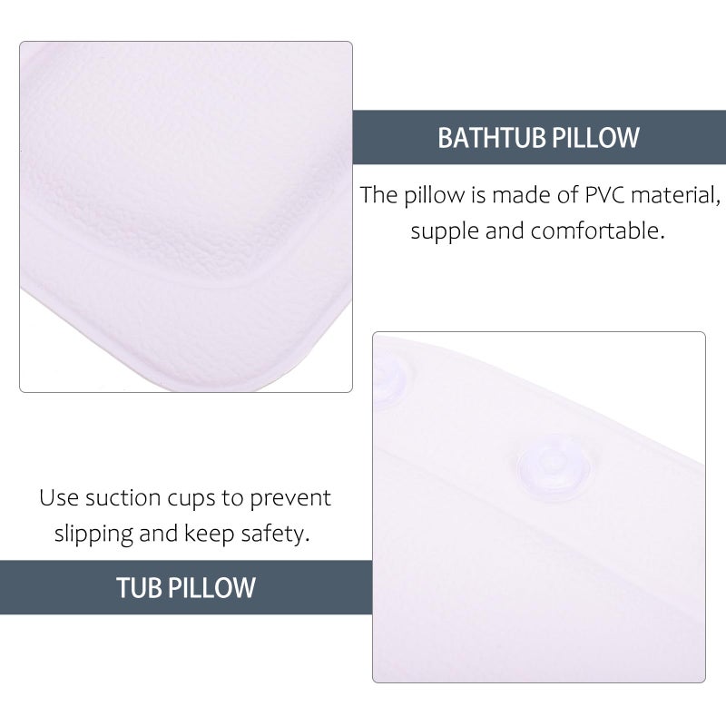 White PVC Foam Bathtub Pillow With Strong Suction Cups For Neck And Shoulder Support - Image 4
