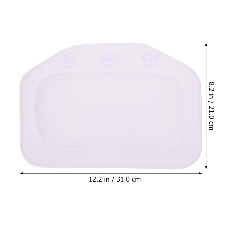 White PVC Foam Bathtub Pillow With Strong Suction Cups For Neck And Shoulder Support - Image 3