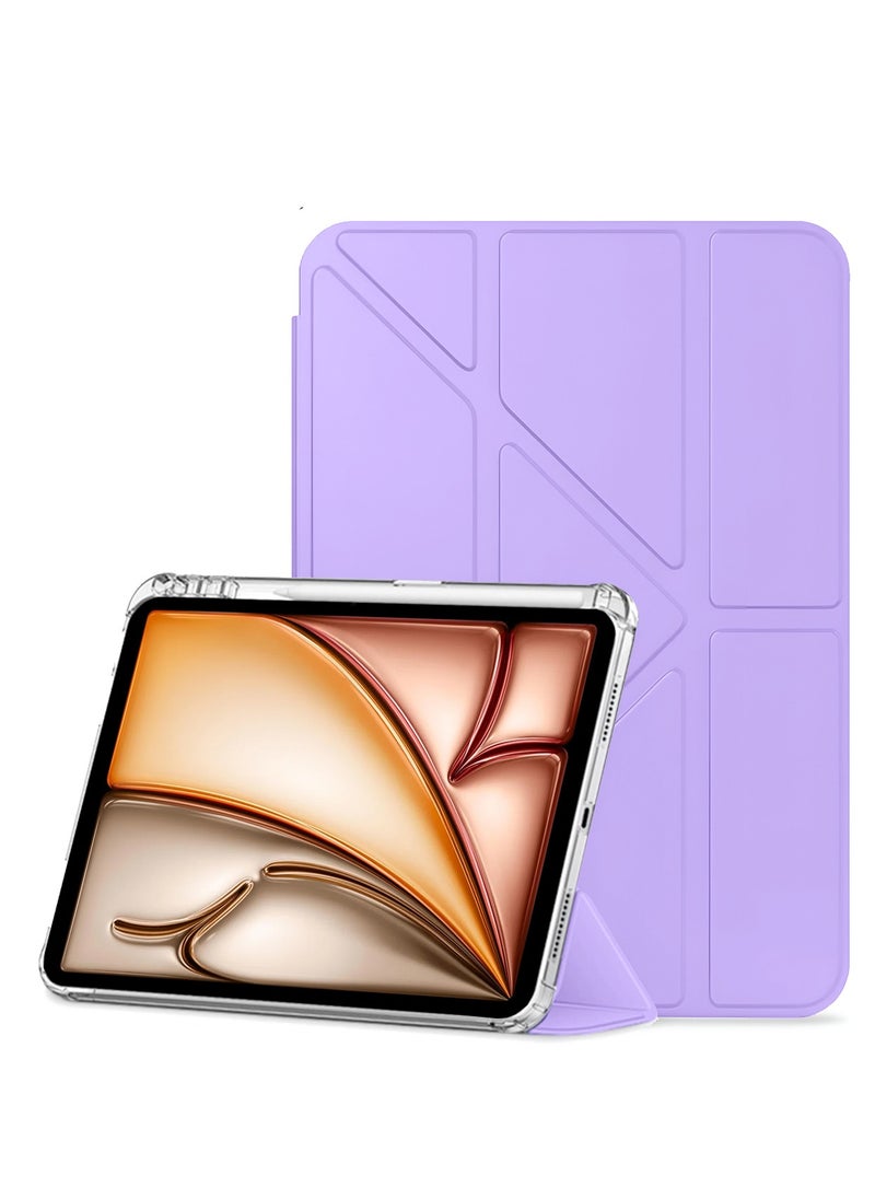 Wtech Apple iPad Air 2025 (7th Generation) M3 13 inch Symmetry 360 Smart Folio Series Auto Awake/Auto Sleep Leather Texture and Transparent Back with Pen Holder Case Cover - Lavender  - Image 2