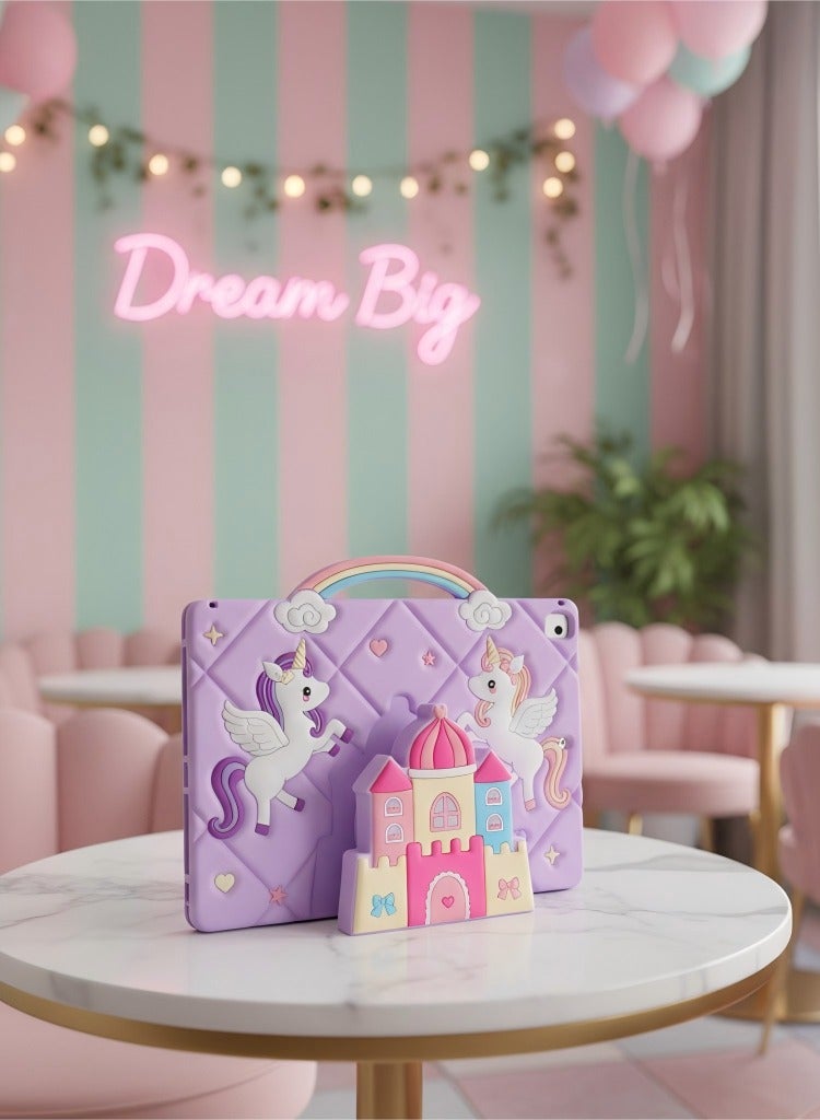 Unicorn Castle case for iPad 10th Generation Case Girls-10.9 inch Cases with Handle Stand Shoulder Cute Cartoon Girly Teens Unicorn Tablet Cover for iPad 10th Gen 2022 - Image 2