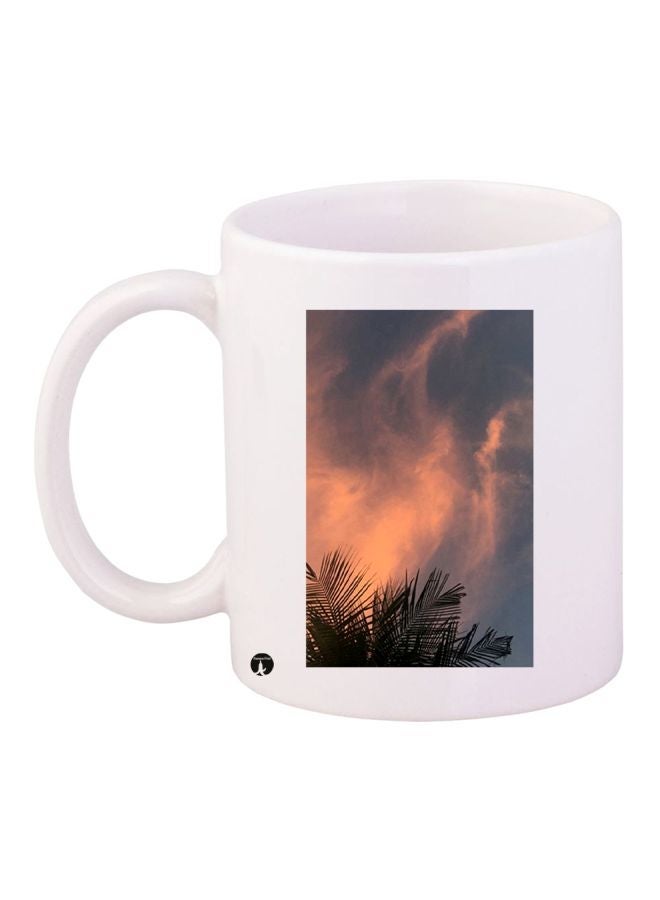 RYN Nature Printed Coffee Mug White/Blue/Beige 11ounce