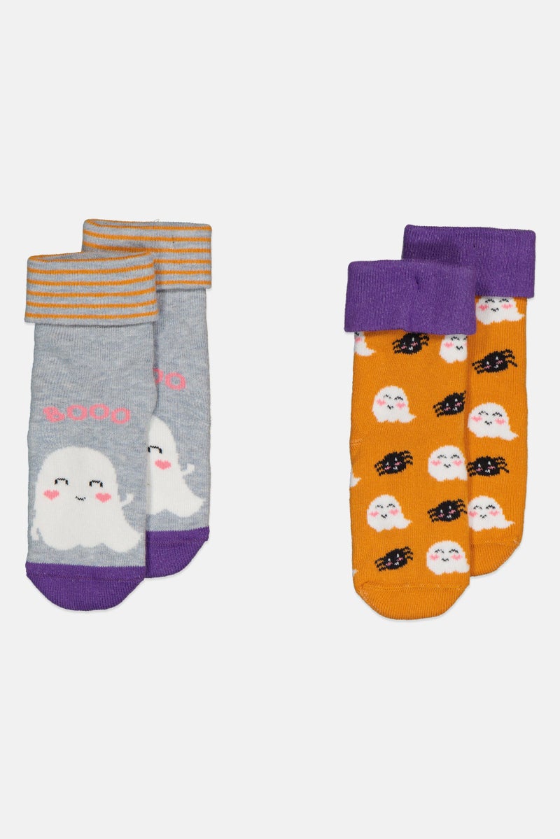 Lefties Toddlers Girl 2 Pair Graphic Print Socks, Multicolor - Image 4