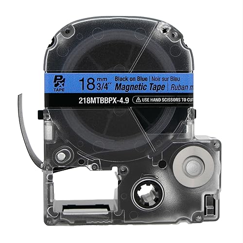 LABELWORKS Epson LABELWORKS 218MTBBPX-4.9 Genuine Magnetic Tape Cartridge - Black on Blue Magnet Label Maker Tape - 3/4" (18MM) Wide, 4.9 ft, Blue - Image 3