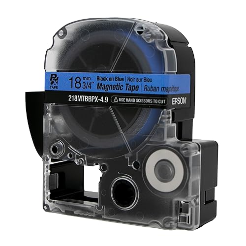 LABELWORKS Epson LABELWORKS 218MTBBPX-4.9 Genuine Magnetic Tape Cartridge - Black on Blue Magnet Label Maker Tape - 3/4" (18MM) Wide, 4.9 ft, Blue - Image 4