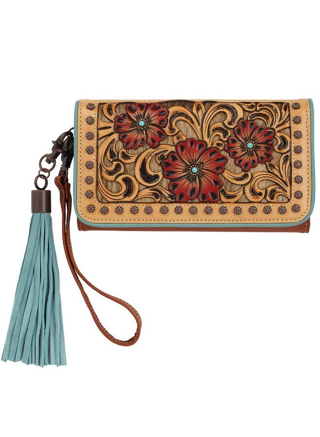 ARIAT محفظة كلاتش لوريلاي من جلد العجل المنقوش باللون البني - Image 1