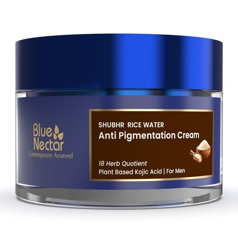 Blue Nectar كريم وجه بلو نكتار 2 حمض كوجيك لتصبغ البشرة فطر ماء الأرز مرطب لتقليل التصبغ وتحسين لون البشرة كريم وجه للرجال 18 عشبة 50 جرام - Image 1
