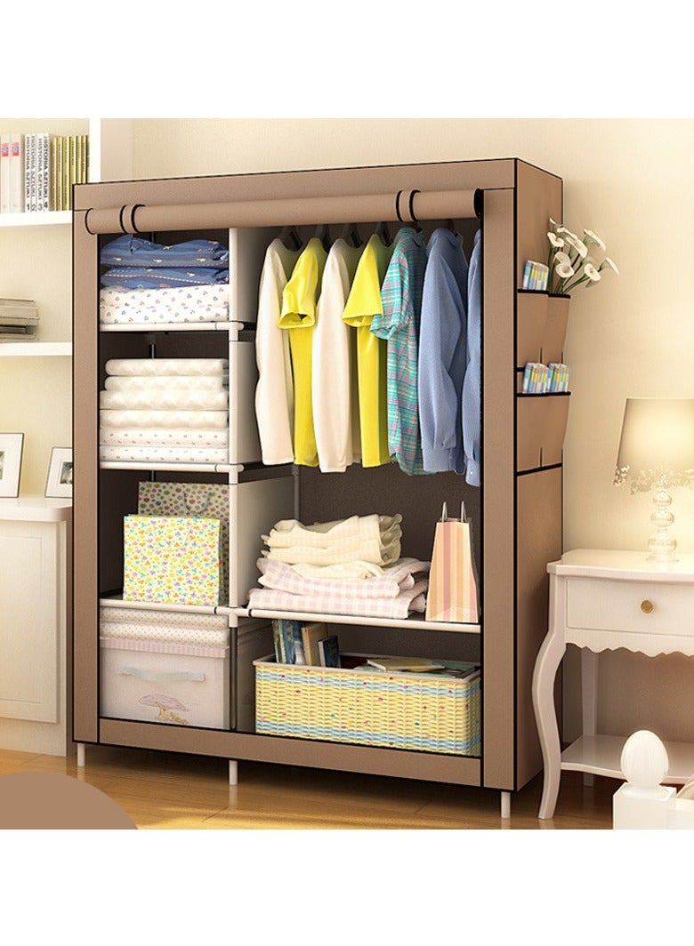 MIXDE Portable Wardrobe Clothes Storage Organizer, Fabric Wardrobe For Clothing Brown 105x170x45cm - Image 2