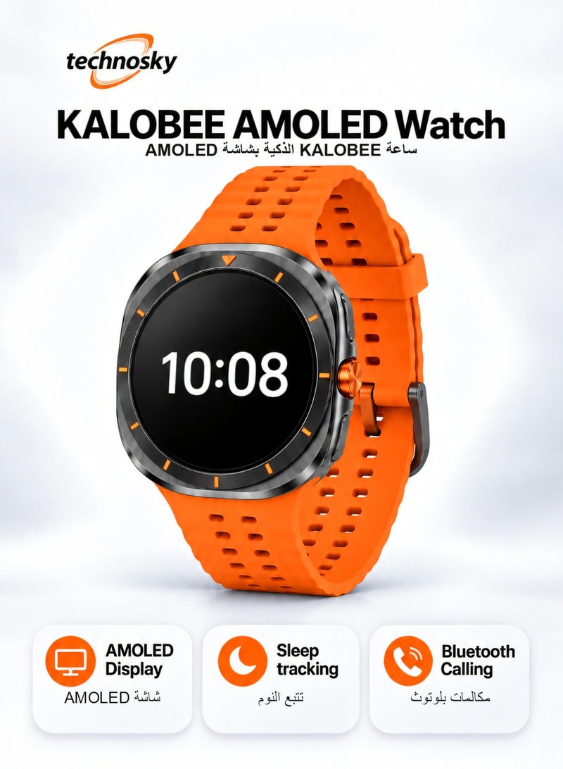Kalobee AMOLED Smartwatch with GPS and Bluetooth Calling orange + ANC Wireless Earbuds - 2-Piece Bundle - Image 2