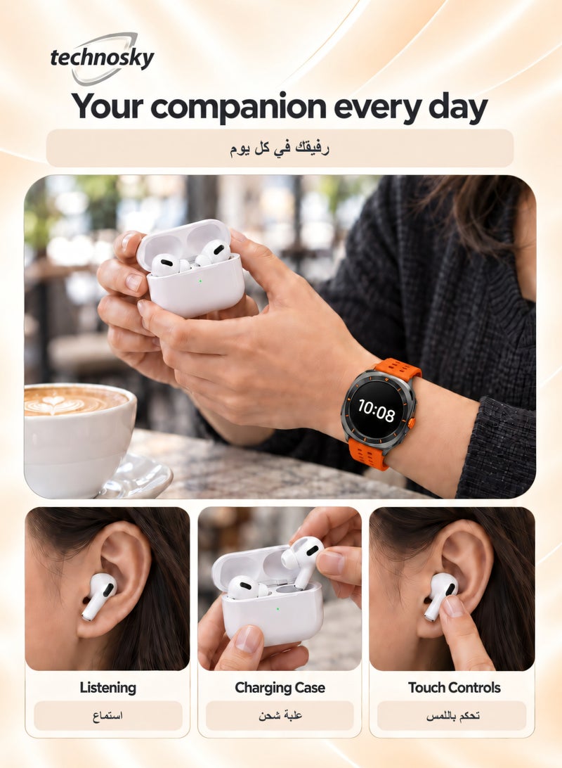 Kalobee AMOLED Smartwatch with GPS and Bluetooth Calling orange + ANC Wireless Earbuds - 2-Piece Bundle - Image 5