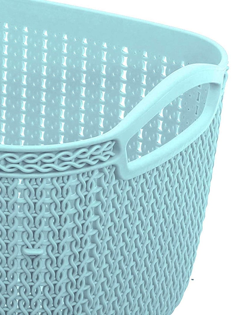 Kuber Industries Q-5 Unbreakable Plastic 2 Pieces Multipurpose Medium Size Flexible Storage Baskets/Fruit Vegetable Bathroom Stationary Home Basket with Handles (Light Blue & Grey) - Image 4