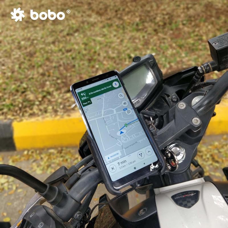 BOBO BM6 Jaw-Grip Waterproof Bike/Motorcycle/Scooter Mobile Phone Holder Mount with Fast 15W Wireless Charger, Ideal for Maps and GPS Navigation (Black) - Image 5
