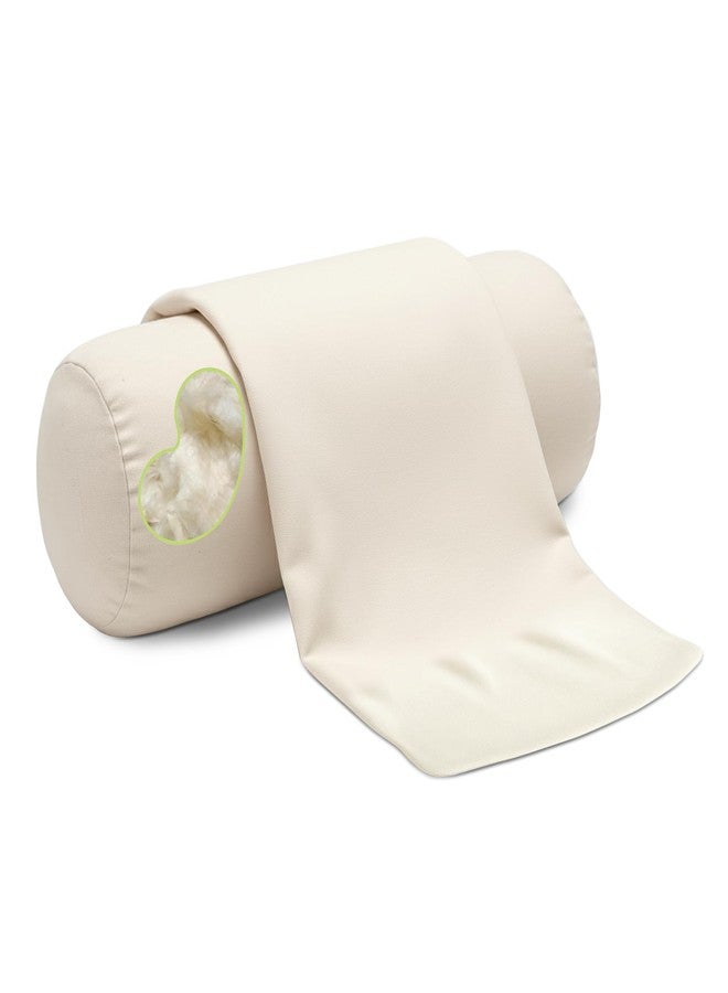 Bean Products Organic Cotton Neck Roll Pillow with Pillowcase - Organic Kapok Filled Soft Neck Pillow with Hypoallergenic, Breathable Fabric Washable Protector - Supportive for Deep Sleep - Made in USA, 4" x 12" - Image 1