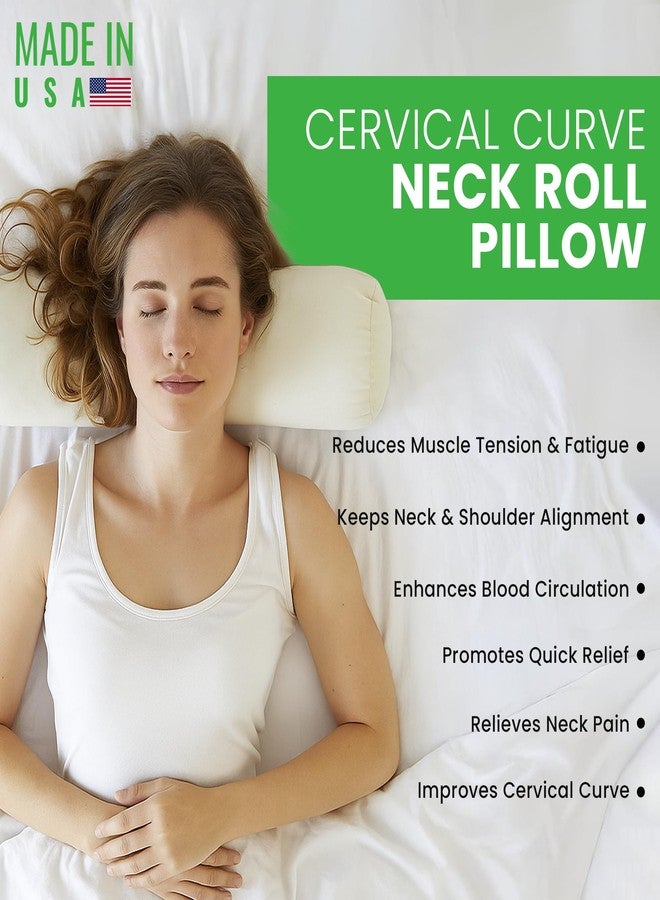 Bean Products Organic Cotton Neck Roll Pillow with Pillowcase - Organic Kapok Filled Soft Neck Pillow with Hypoallergenic, Breathable Fabric Washable Protector - Supportive for Deep Sleep - Made in USA, 4" x 12" - Image 3
