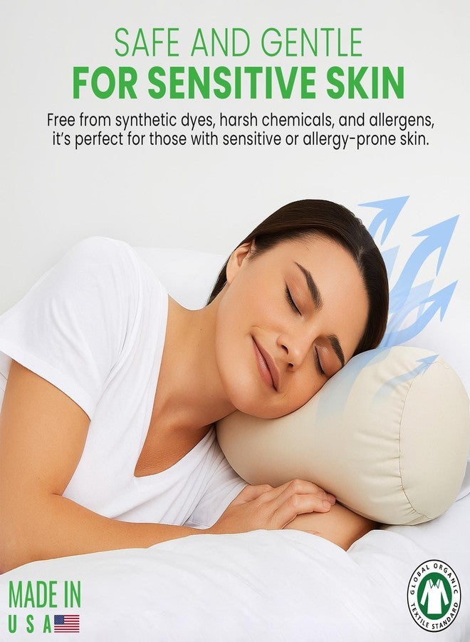 Bean Products Organic Cotton Neck Roll Pillow with Pillowcase - Organic Kapok Filled Soft Neck Pillow with Hypoallergenic, Breathable Fabric Washable Protector - Supportive for Deep Sleep - Made in USA, 4" x 12" - Image 5