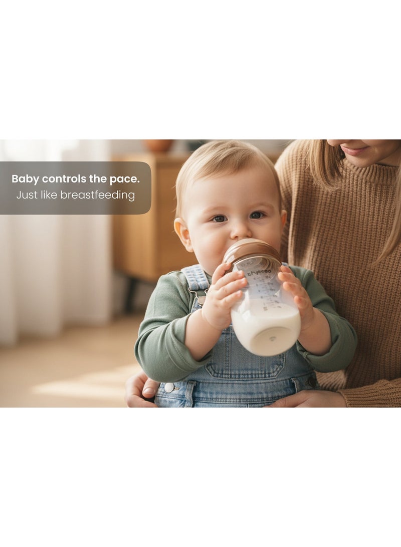 THYSEED Natural Anti-Colic Glass Baby Bottle 240ml for Babies (3–6 Months) | BPA-Free Safe Feeding Bottle | Heat Resistant Glass | Soft Silicone Nipple | Easy to Clean Infant Milk Bottle - Image 5