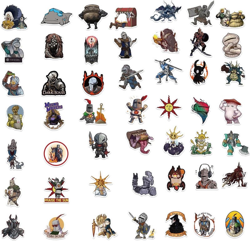 AUCEKO Dark Souls Sticker Pack of 50 Dark Souls Sticker Set Waterproof Vinyl Sticker for Laptop Children Cars Motorcycle Bicycle Skateboard Luggage Suitcase Computer Sticker Graffiti Decal - Image 4