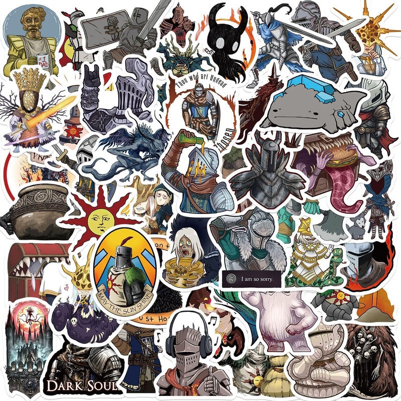 AUCEKO Dark Souls Sticker Pack of 50 Dark Souls Sticker Set Waterproof Vinyl Sticker for Laptop Children Cars Motorcycle Bicycle Skateboard Luggage Suitcase Computer Sticker Graffiti Decal - Image 5