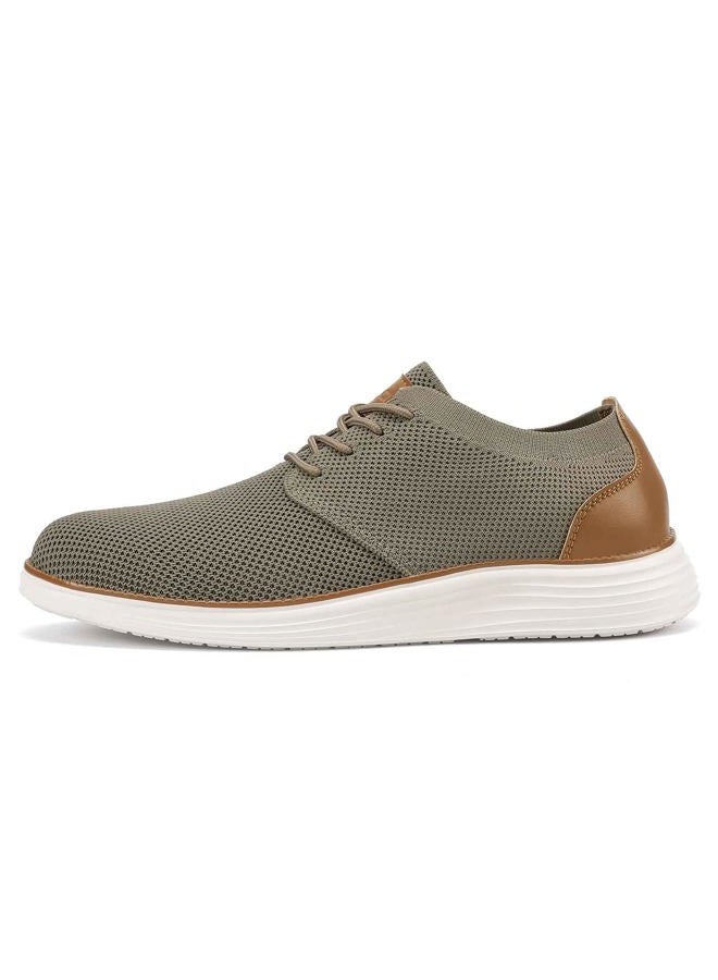 VILOCY Men's Fashion Dress Sneakers Casual Walking Breeze Shoes Business Oxfords Comfortable Breathable Lightweight Tennis Zapatos para Hombre, Khaki, 9 - Image 3