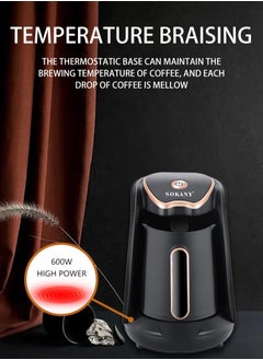sokany 4 Cups Electric Turkish Coffee Maker and Hot Beverage Maker - 600W, Slow brew function SK-04008 Black  - Image 4