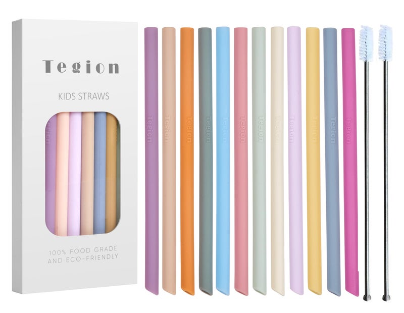 Tegion Tegion Mini Short Pinch Test Passed 55 Replacement Reusable Toddlers KidsBaby Silicone Small Straws for The First Years Take Toss Spill Proof Straw CupSafe Fun for Baby Teething Chewing 