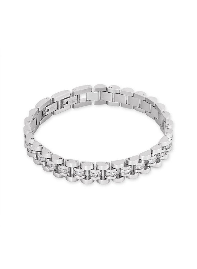 CERRUTI 1881 Andrea Thick Unisex Bracelet with Crystals - Image 1