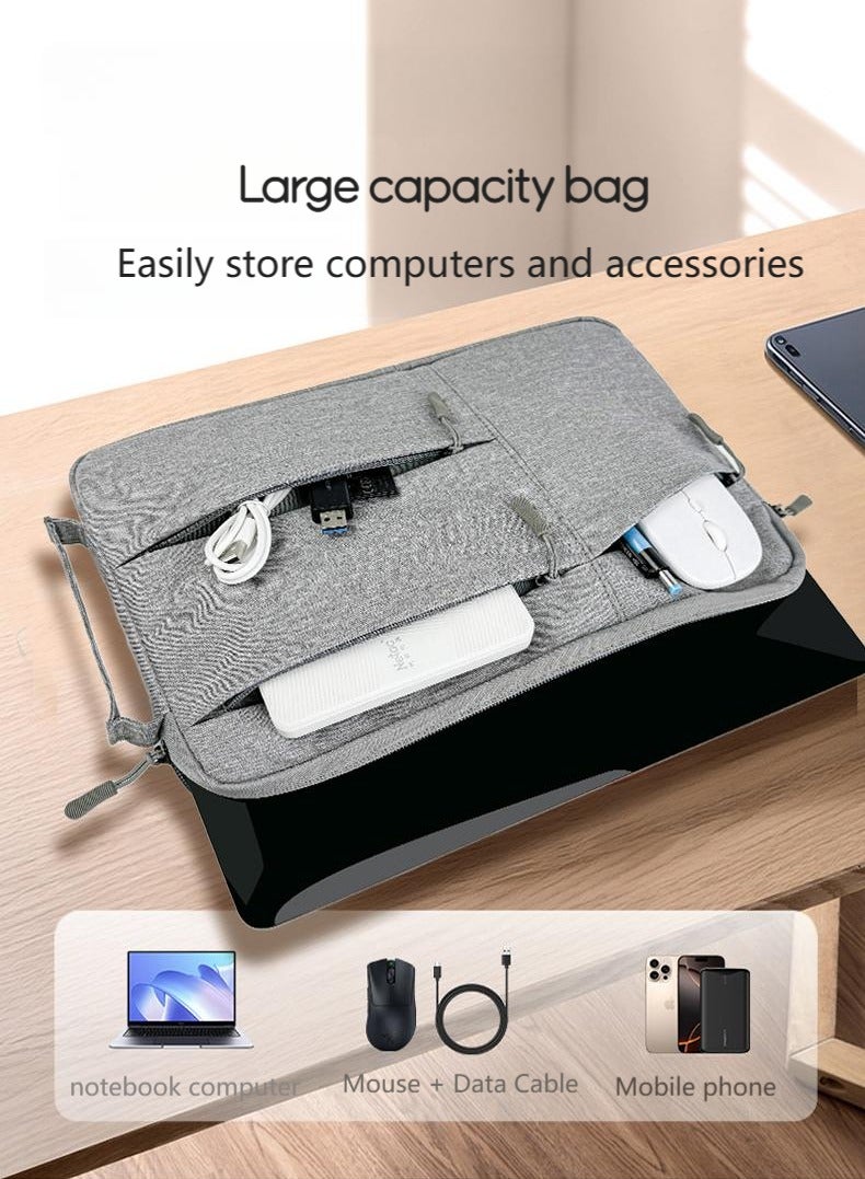 حقيبة كمبيوتر محمول عمودية لأجهزة ماك بوك، حقيبة كمبيوتر محمول مقاس 15.6 بوصة، حقيبة حمل متعددة الوظائف، حقيبة أعمال رفيعة، حقيبة رمادية - Image 3