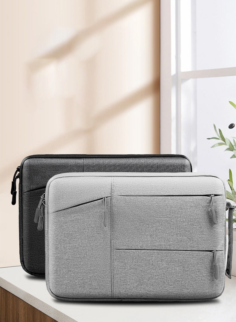 حقيبة كمبيوتر محمول عمودية لأجهزة ماك بوك، حقيبة كمبيوتر محمول مقاس 15.6 بوصة، حقيبة حمل متعددة الوظائف، حقيبة أعمال رفيعة، حقيبة رمادية - Image 2