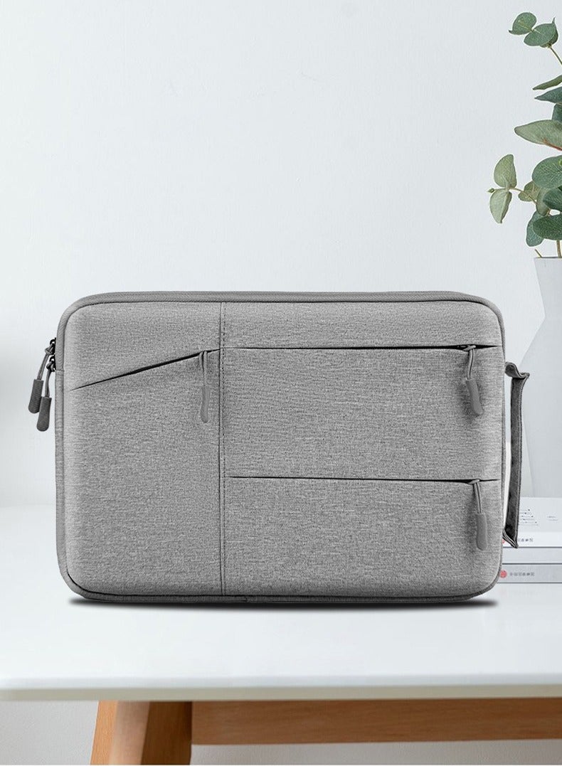 حقيبة كمبيوتر محمول عمودية لأجهزة ماك بوك، حقيبة كمبيوتر محمول مقاس 15.6 بوصة، حقيبة حمل متعددة الوظائف، حقيبة أعمال رفيعة، حقيبة رمادية - Image 1