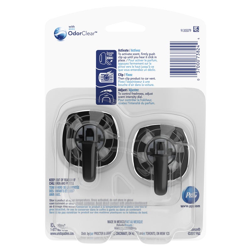 Febreze Vent Clip Car Air Freshener, Odor Eliminator, Unstopables Fresh Scent, 2 CLIPS - Image 2