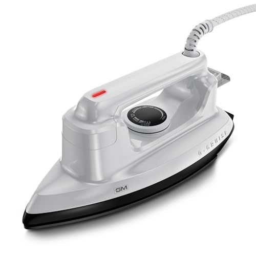 GM G-Cruise 1000 Watt Dry Iron Press with Dual Layer German Technology Non-Stick Coating | Thermostat Control to Easily Iron All Type of Clothes | 360° Swivel Cord - White - Image 1