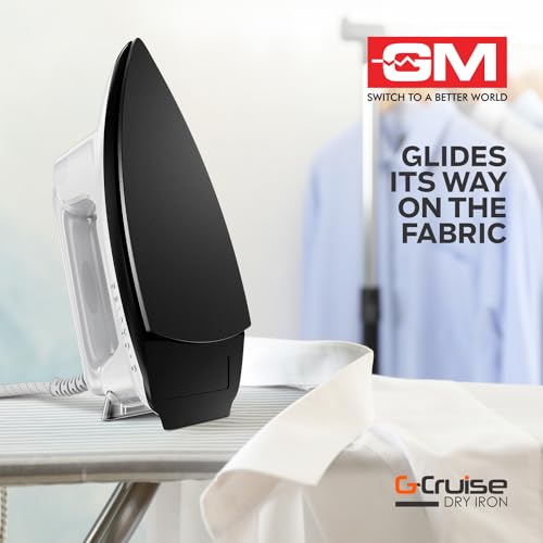 GM G-Cruise 1000 Watt Dry Iron Press with Dual Layer German Technology Non-Stick Coating | Thermostat Control to Easily Iron All Type of Clothes | 360° Swivel Cord - White - Image 5