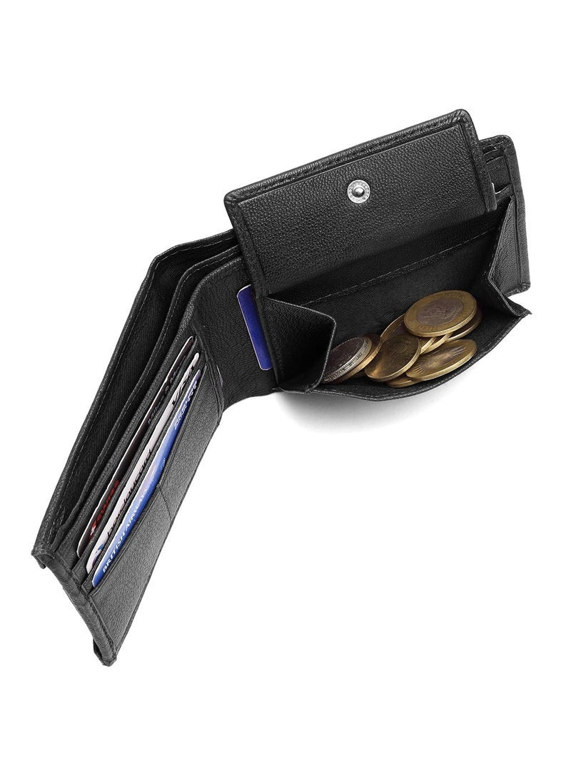 NAPA HIDE Black Leather Wallet for Men I 3 Card Slots I 2 Currency Compartments I 1 ID Window I 3 Secret Compartments I External Card Slot I 1 Coin Pocket - Image 5