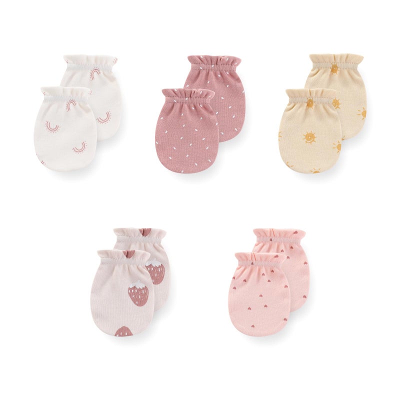 JELYLOVE 5 Pack Unisex New Born Boy Girls No Scratch Mittens Cotton Soft Baby Gloves Accessory 0-3 Months Baby Essentials - Image 1