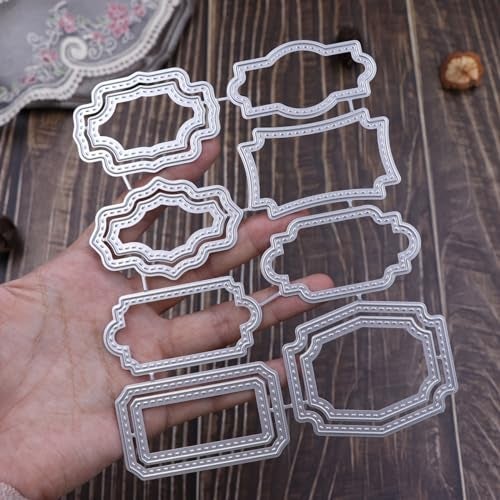 Lapoo 3D Backgrounds Frame Metal Cutting Die for Scrapbooking, New Cutting Dies DIY Album Card Making Decor Paper Craft Metal Die Cuts Party Wedding Decorations (Various Labels 6.2 x 5.1 in) - Image 3