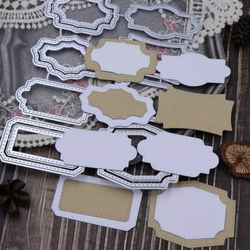 Lapoo 3D Backgrounds Frame Metal Cutting Die for Scrapbooking, New Cutting Dies DIY Album Card Making Decor Paper Craft Metal Die Cuts Party Wedding Decorations (Various Labels 6.2 x 5.1 in) - Image 5
