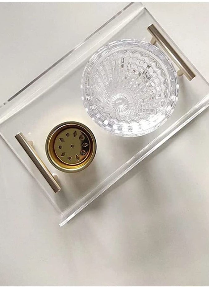 SAQOWARE - Luxury Crystal Arabic Incense Bakhoor Burner(Clear) Madkhan / Mabkhara / Flower Base-Metal with Glass Holder - Image 1