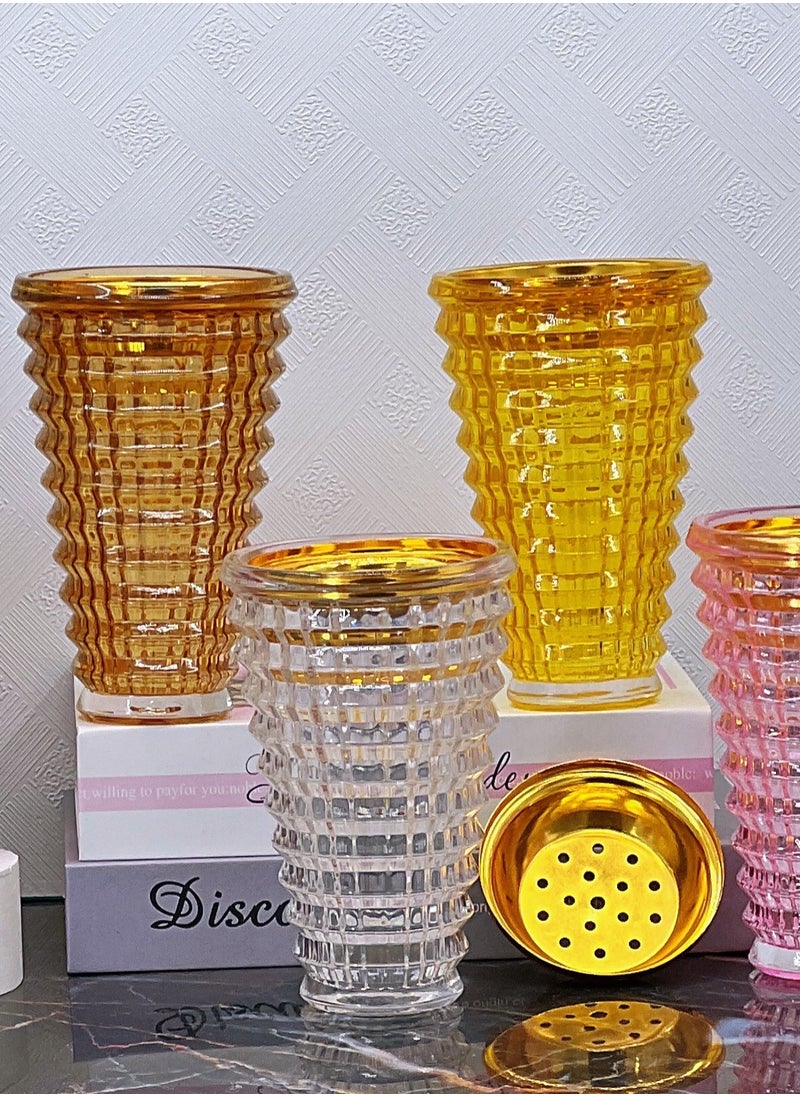 SAQOWARE - Luxury Crystal Arabic Incense Bakhoor Burner(Clear) Madkhan / Mabkhara / Flower Base-Metal with Glass Holder - Image 1