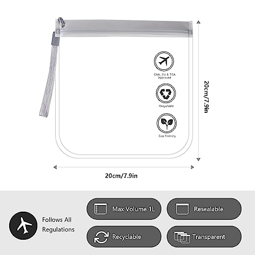 SUTOUG 2PCS TSA Approved Transparent Toiletry Bag, 20 x 20 cm, Leak-Proof Airport Approved Liquid Bag, EVA Waterproof Cosmetic Bag, Portable Travel Wash Bag-Grey - Image 5