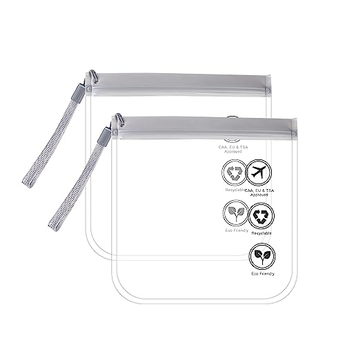 SUTOUG 2PCS TSA Approved Transparent Toiletry Bag, 20 x 20 cm, Leak-Proof Airport Approved Liquid Bag, EVA Waterproof Cosmetic Bag, Portable Travel Wash Bag-Grey - Image 1