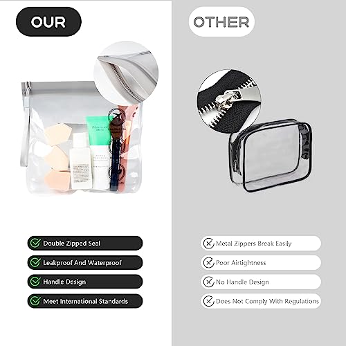 SUTOUG 2PCS TSA Approved Transparent Toiletry Bag, 20 x 20 cm, Leak-Proof Airport Approved Liquid Bag, EVA Waterproof Cosmetic Bag, Portable Travel Wash Bag-Grey - Image 4