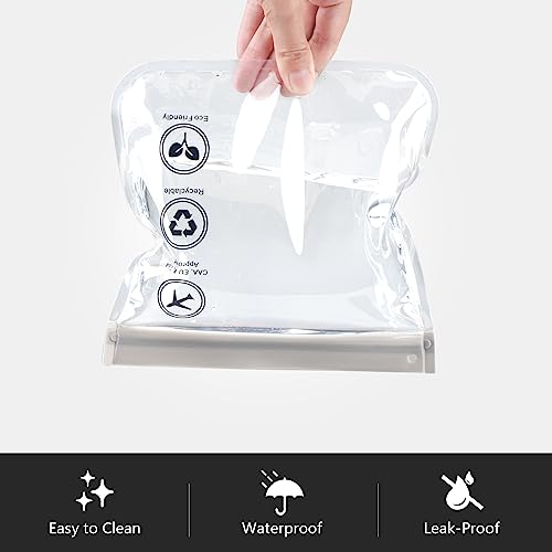 SUTOUG 2PCS TSA Approved Transparent Toiletry Bag, 20 x 20 cm, Leak-Proof Airport Approved Liquid Bag, EVA Waterproof Cosmetic Bag, Portable Travel Wash Bag-Grey - Image 2