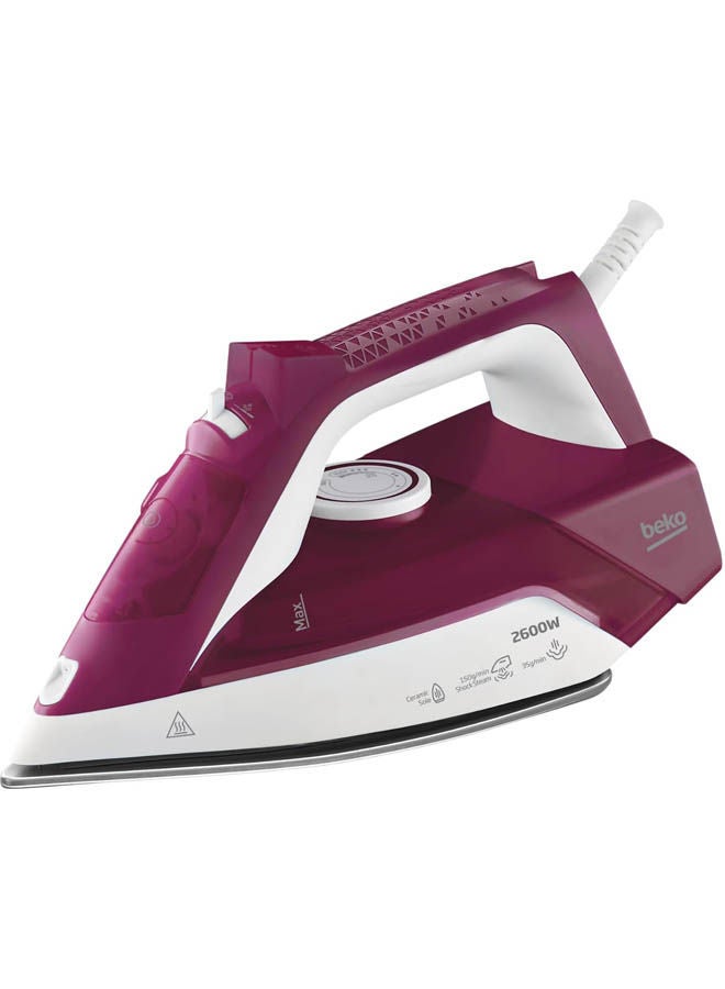 Beko Ceramic Soleplate Steam Iron 240 ML 240 ml 2600 W SIM 3126 R Garnet Red - Image 1