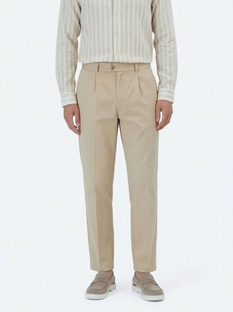 Kip Buff Weaving Loose Fit Casual Trousers