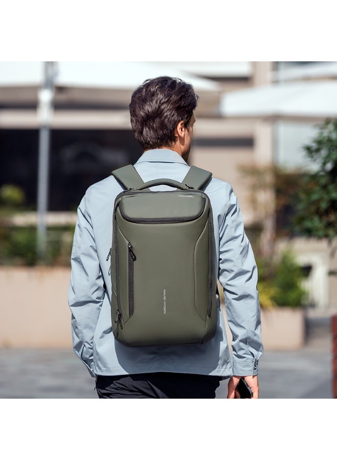 Mark Ryden 9031 Green Laptop Backpack 17.3 Inch with USB Port, Water Repellent PU Oxford, Travel & Work Bag for Men - Image 2
