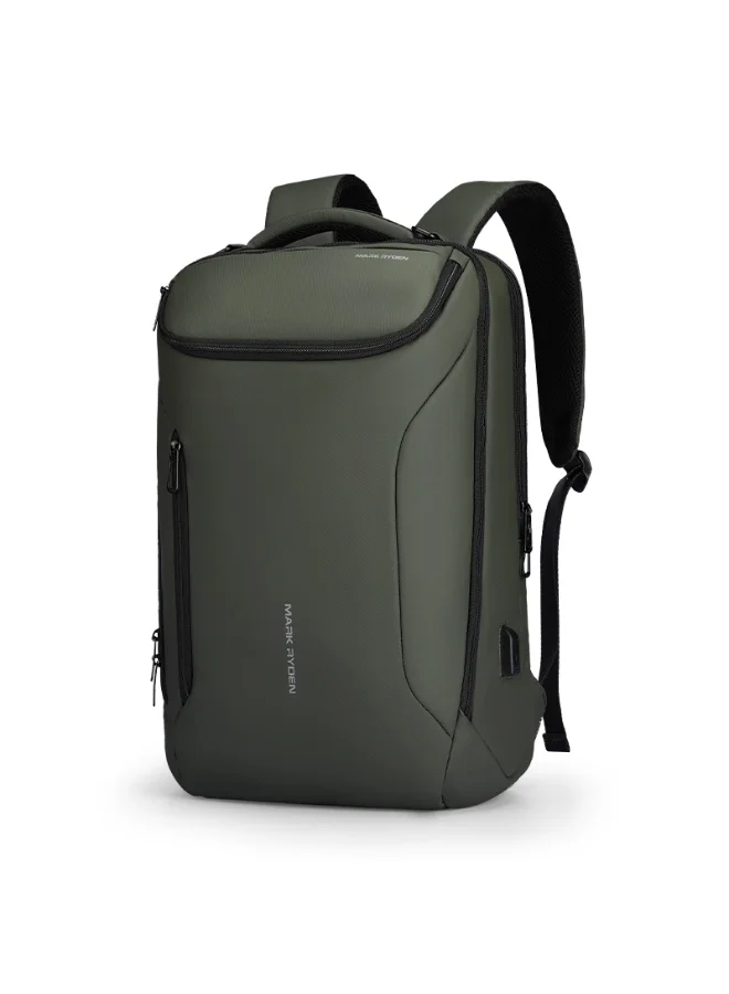 مارك رايدن حقيبة ظهر لاب توب مارك رايدن  خضراء . بوصة بمنفذ ، مقاومة للماء من البولي يوريثين أكسفورد، حقيبة سفر وعمل للرجال