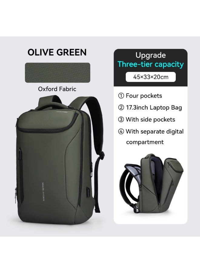 Mark Ryden 9031 Green Laptop Backpack 17.3 Inch with USB Port, Water Repellent PU Oxford, Travel & Work Bag for Men - Image 4