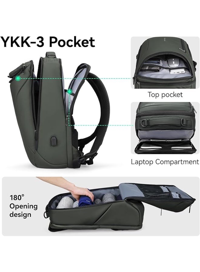 Mark Ryden 9031 Green Laptop Backpack 17.3 Inch with USB Port, Water Repellent PU Oxford, Travel & Work Bag for Men - Image 5