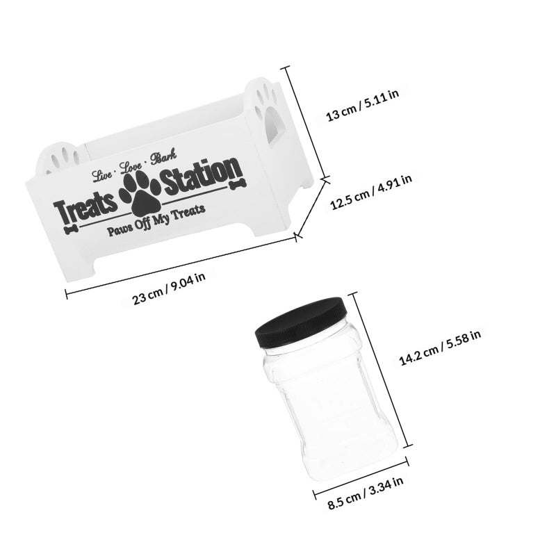 White Wooden Dog Food Storage Container With Airtight Treat Jars And Dividers - Image 3