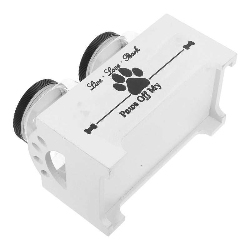 White Wooden Dog Food Storage Container With Airtight Treat Jars And Dividers - Image 2