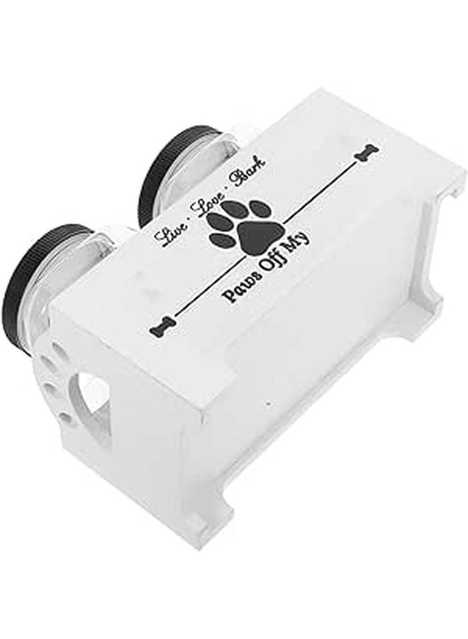 White Wooden Dog Food Storage Container With Airtight Treat Jars And Dividers - Image 1